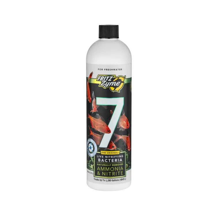FritzZyme 7, nitrifying bacteria, live nitrifying bacteria, aquarium cycle booster, ammonia remover bacteria, nitrite control, biofilter seed bacteria, freshwater cycling bacteria, room-temperature stable bacteria, aquarium bacteria helps fishless cycle